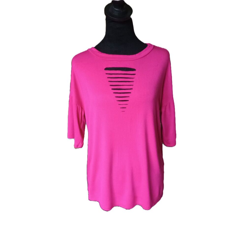 Blumin Appearal Women's S Pink Short Sleeve T-Shirt with Cut Out Design